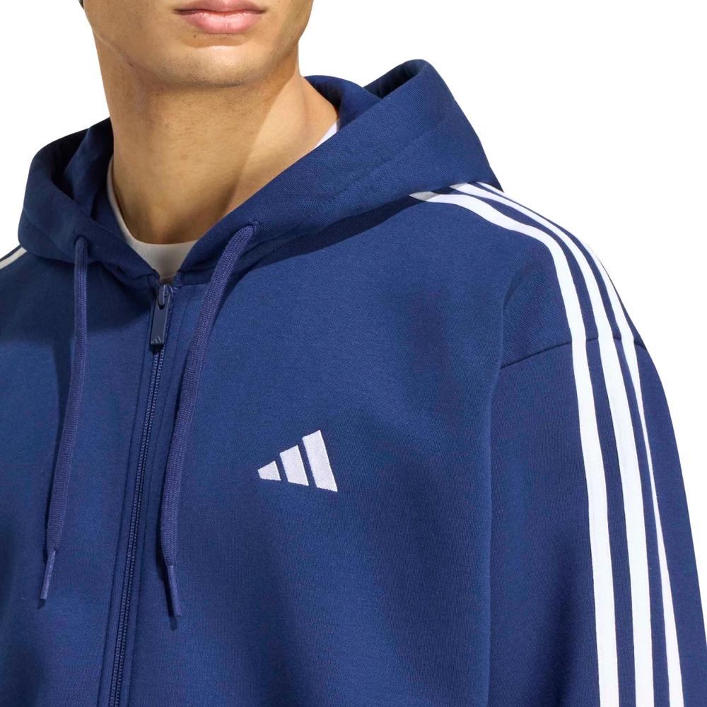 Bluza vyriška adidas Essentials 3-Stripes Fleece Full-Zip Hoodie tamsiai mėlyna KY4144 (S)