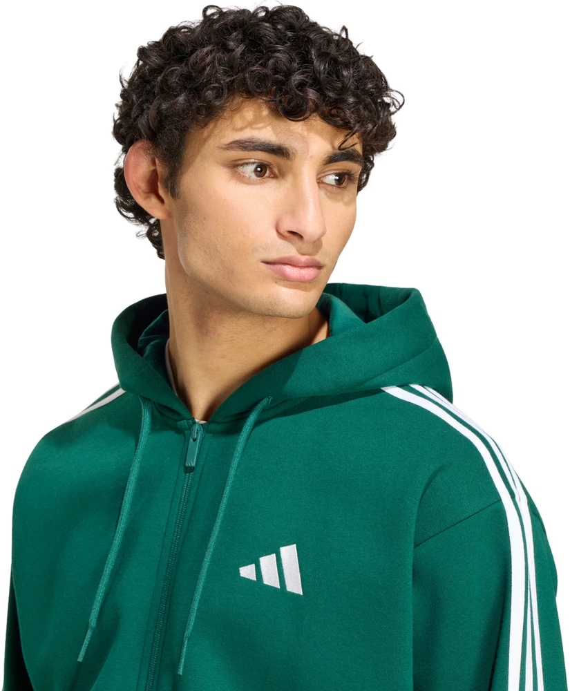 Bluza vyriška adidas Essentials 3-Stripes Fleece Full-Zip Hoodie žalia KZ1412 (XL)