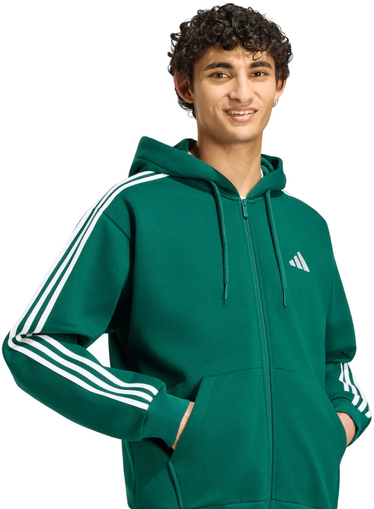 Bluza vyriška adidas Essentials 3-Stripes Fleece Full-Zip Hoodie žalia KZ1412 (XL)