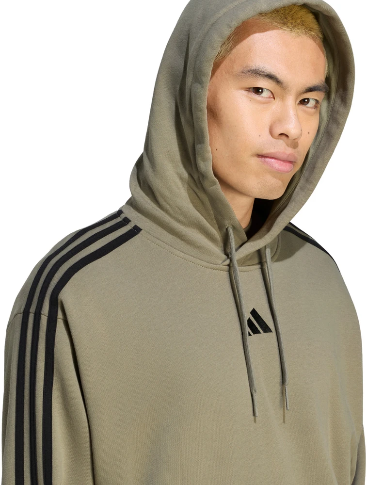Bluza vyriška adidas Essentials 3-Stripes French Terry Hoodie oliwkowa KY4204 (M)