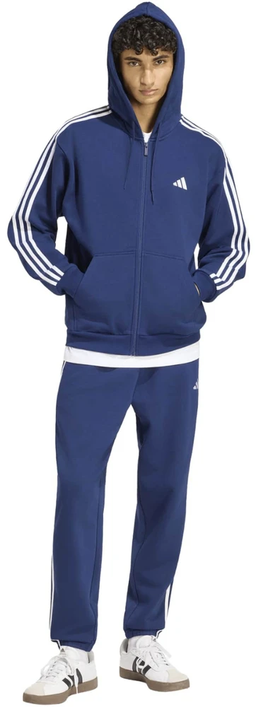 Bluza vyriška adidas Essentials 3-Stripes Fleece Full-Zip Hoodie tamsiai mėlyna KY4144 (S)