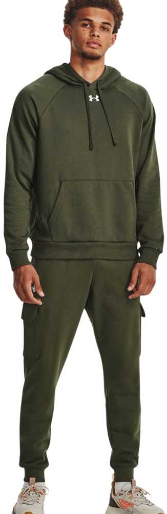 Vyriškas džemperis su gobtuvu Under Armour Rival Fleece, alyvuogių spalvos
