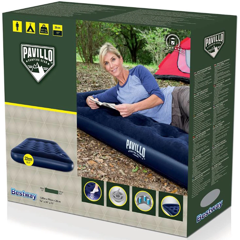 Bestway Pripučiamas vienvietis čiužinys su įmontuota kojine pompa ir pagalve 185x99x28cm 67224