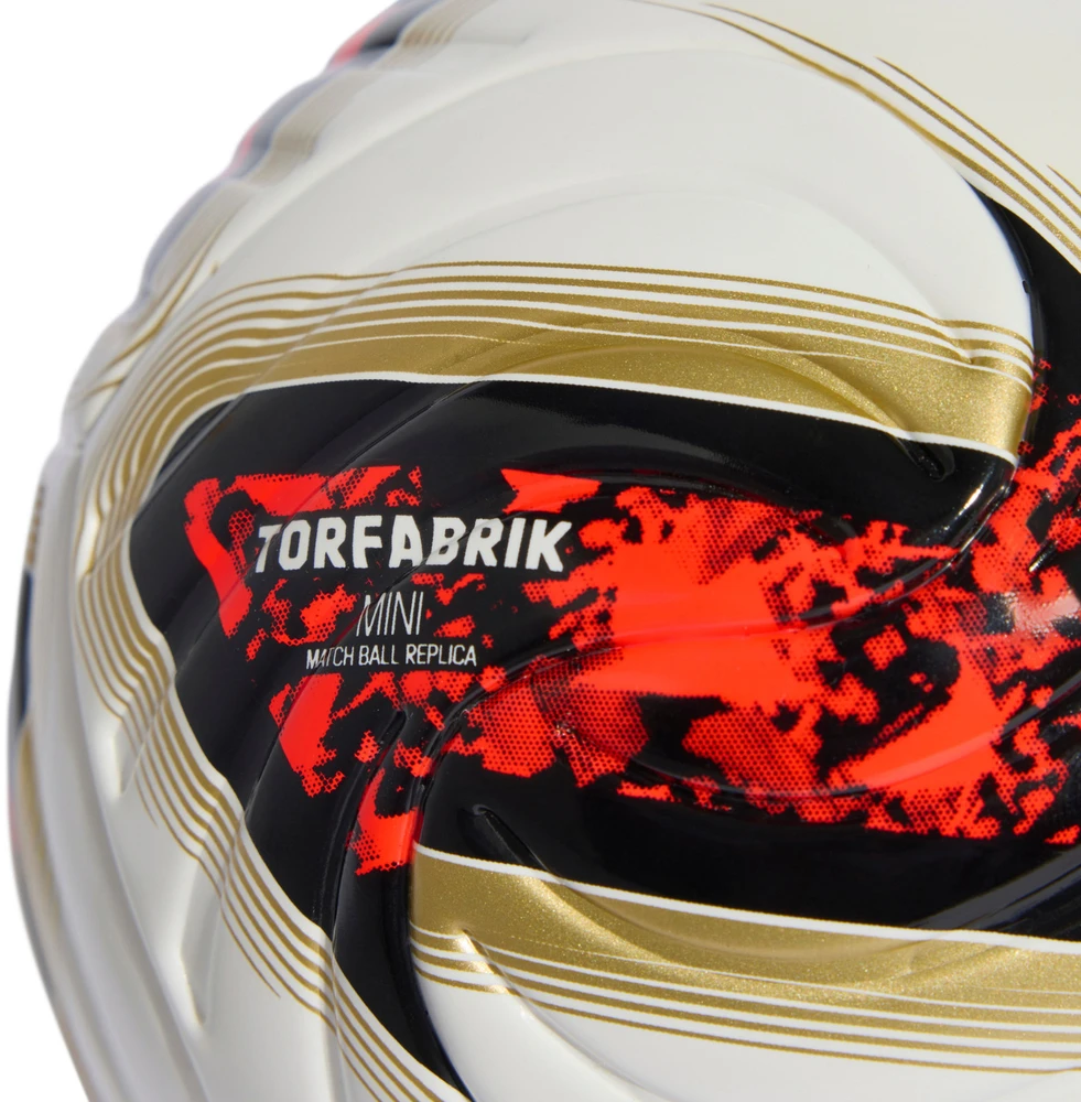 Futbolo kamuolys adidas Bundesliga 26/27 Torfabrik Mini baltas-oranžinis-auksinis KG6039