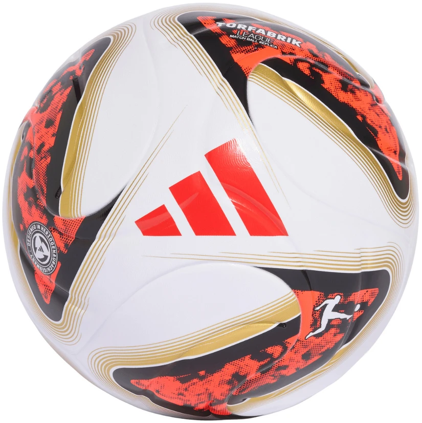 Futbolo kamuolys adidas Bundesliga 26/27 Torfabrik League Box balta ir-oranžinė-auksinė HY5057 (4)