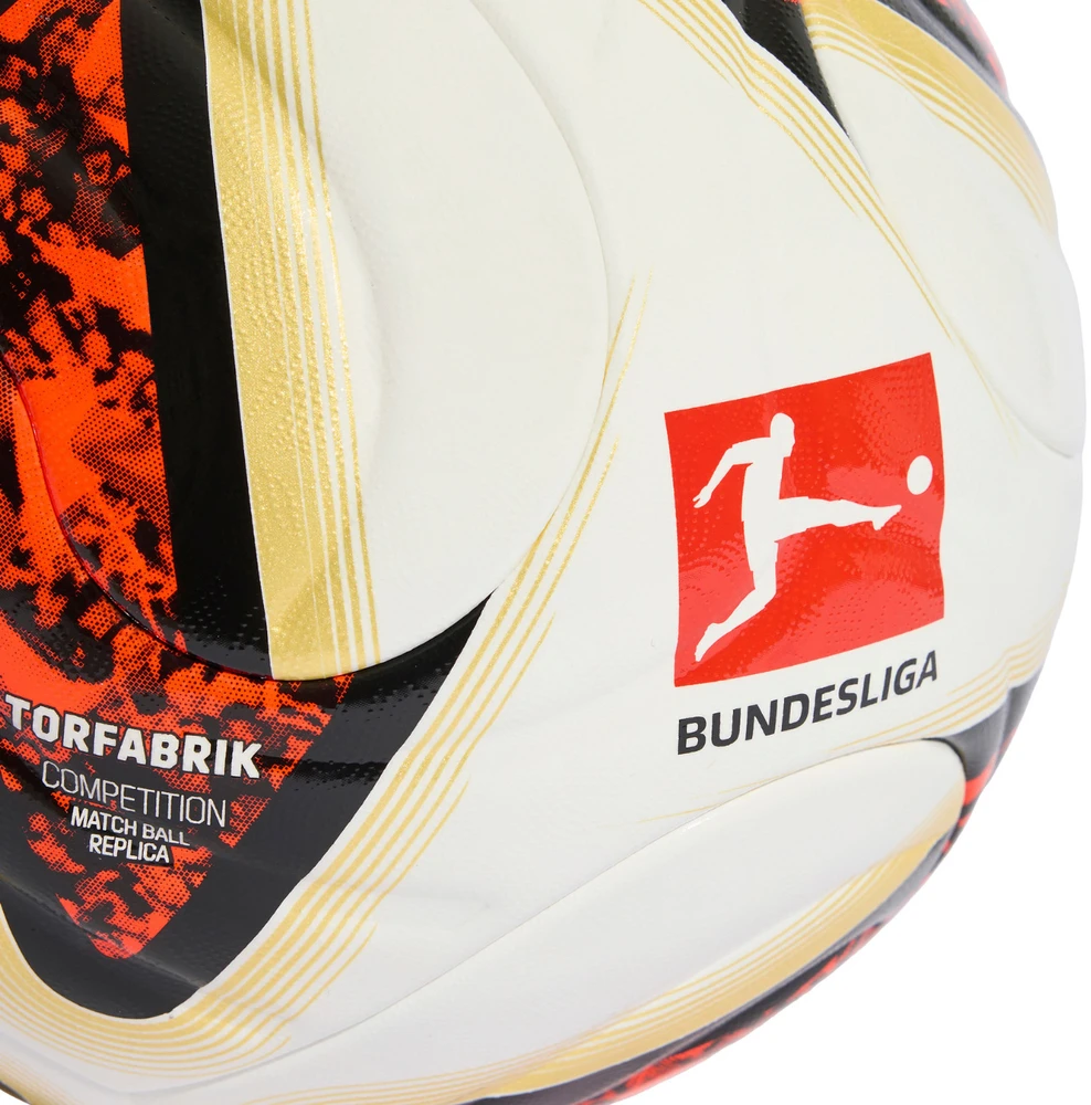 Futbolo kamuolys adidas Bundesliga 26/27 Torfabrik Competition baltas-oranžinis-auksinis KG6045