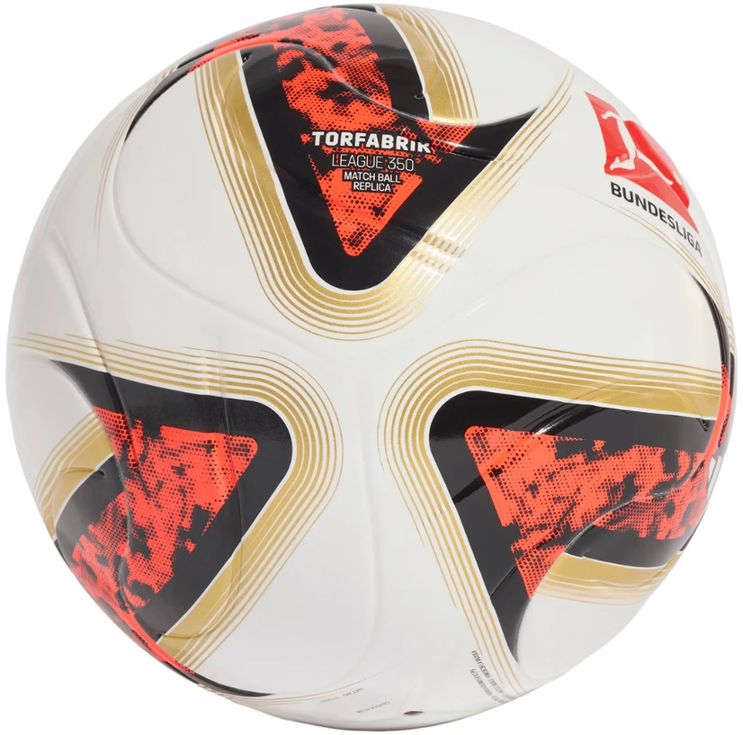 Futbolo kamuolys adidas Bundesliga 26/27 Torfabrik League J350 balta ir-oranžinė-auksinė HY5058 (5)