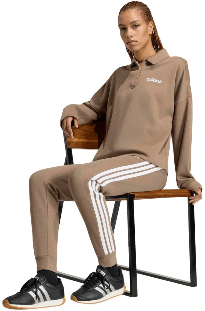 Kelnės moterims adidas Essentials 3-Stripes Fleece Slim smėlio sp. KF8317 (L)