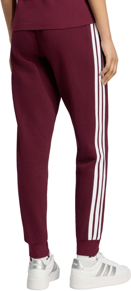 Kelnės moterims adidas Essentials 3-Stripes Fleece Slim bordo spalvos KF8321 (XL)