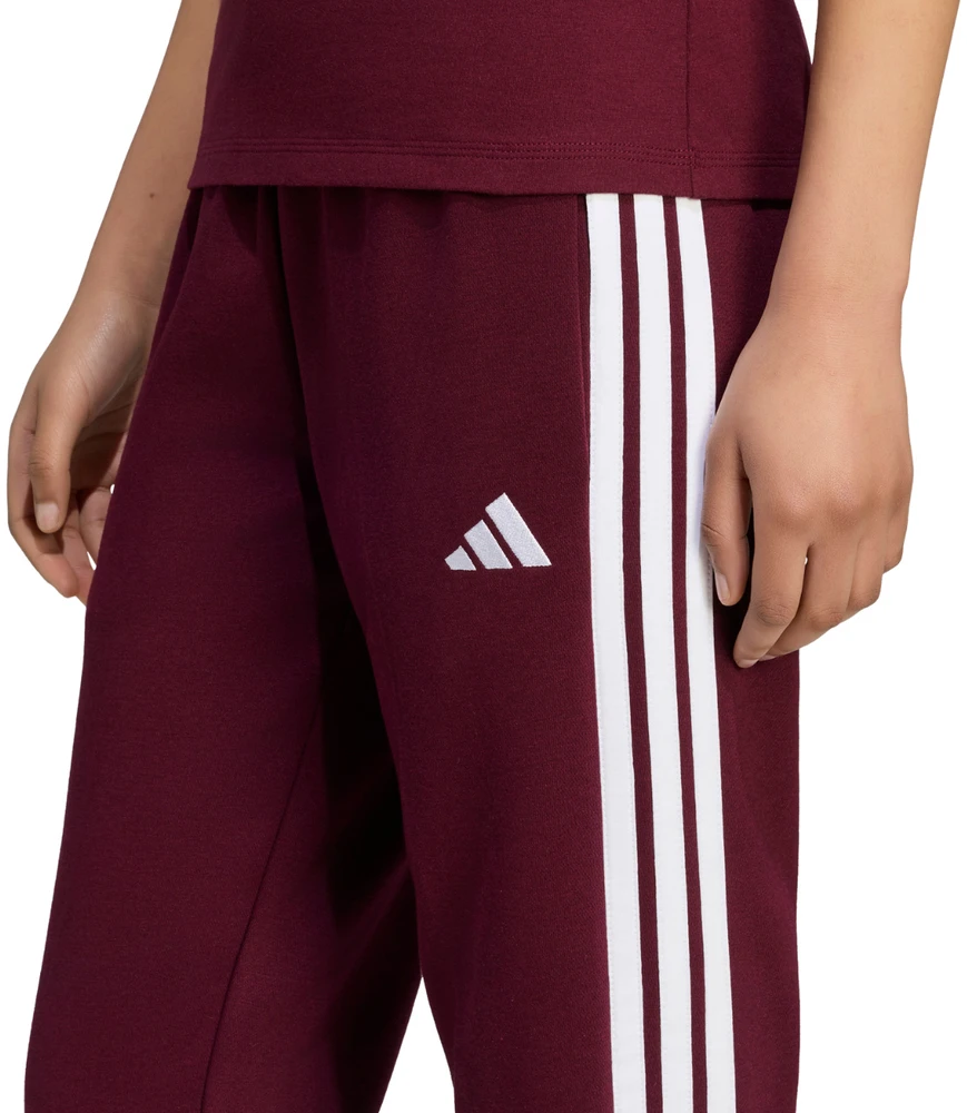 Kelnės moterims adidas Essentials 3-Stripes Fleece Slim bordo spalvos KF8321 (XL)
