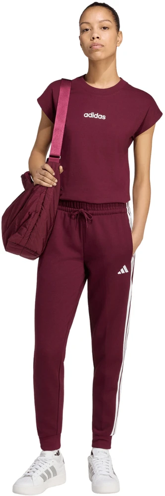 Kelnės moterims adidas Essentials 3-Stripes Fleece Slim bordo spalvos KF8321 (XL)