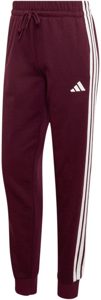 Kelnės moterims adidas Essentials 3-Stripes Fleece Slim bordo spalvos KF8321 (XL)