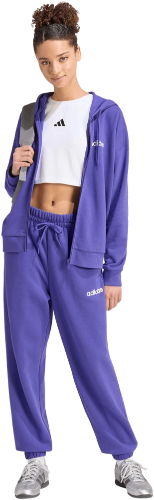 Kelnės moterims adidas Essentials Linear French Terry Cuffed violetinė KF8363 (L)