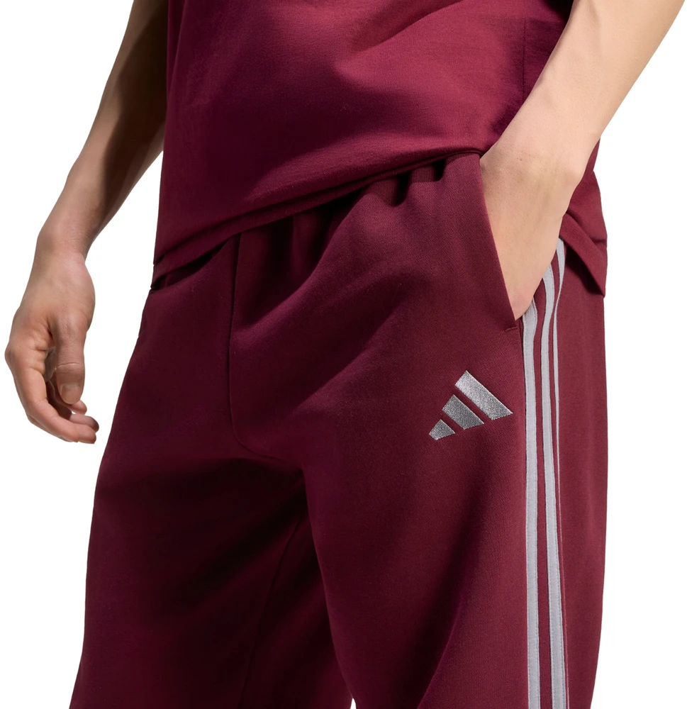 Kelnės vyrams adidas Essentials 3-Stripes Fleece Tapered Cuffed bordo spalvos KY4134 (XL)