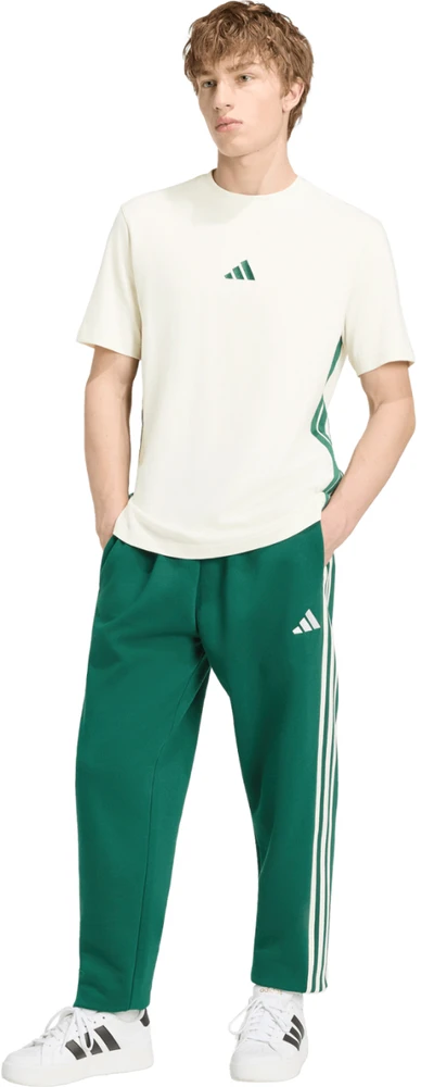 Kelnės vyrams adidas Essentials 3-Stripes Fleece Tapered Cuffed žalia KY4129 (2XL)