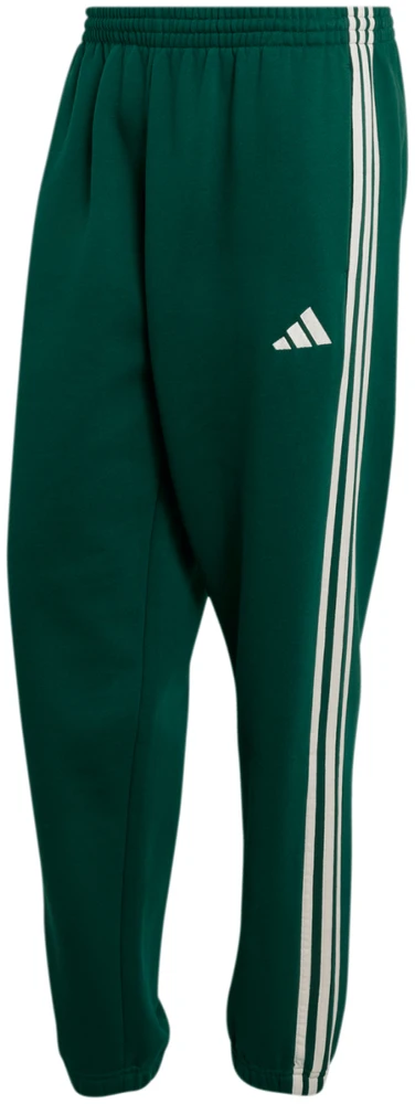 Kelnės vyrams adidas Essentials 3-Stripes Fleece Tapered Cuffed žalia KY4129 (2XL)