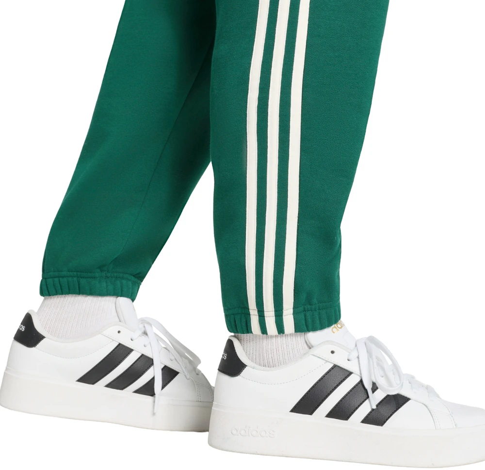 Kelnės vyrams adidas Essentials 3-Stripes Fleece Tapered Cuffed žalia KY4129 (2XL)