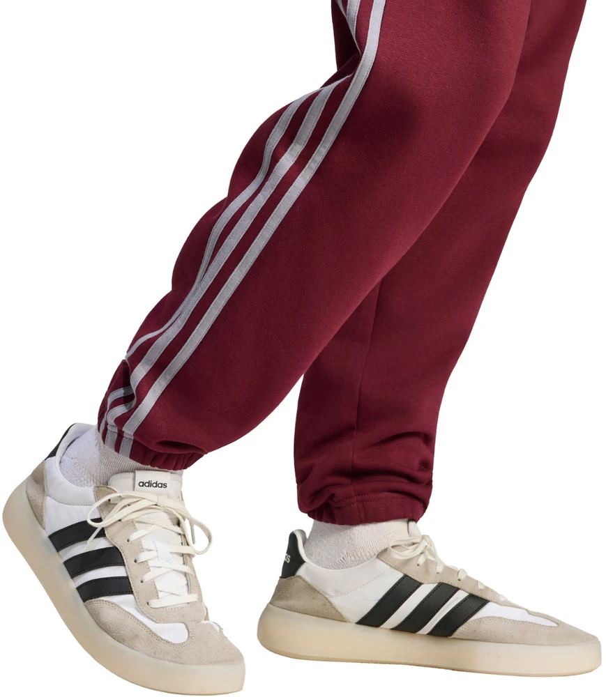 Kelnės vyrams adidas Essentials 3-Stripes Fleece Tapered Cuffed bordo spalvos KY4134 (XL)