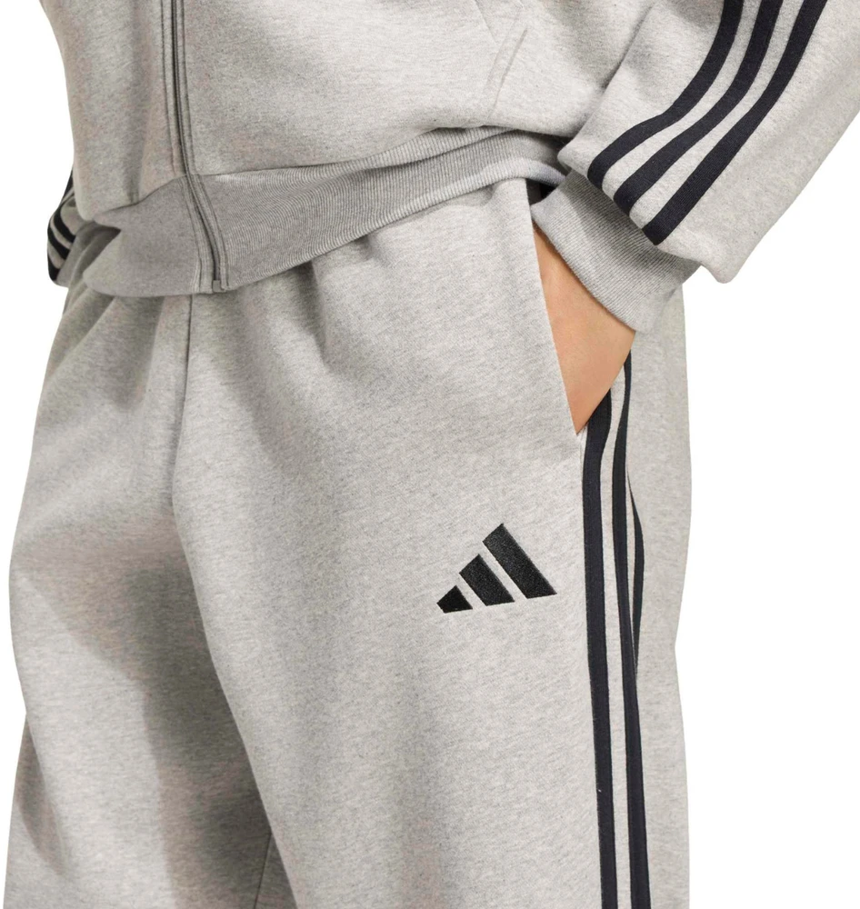 Kelnės vyrams adidas Essentials 3-Stripes Fleece Tapered Cuffed pilka KY4127 (L)