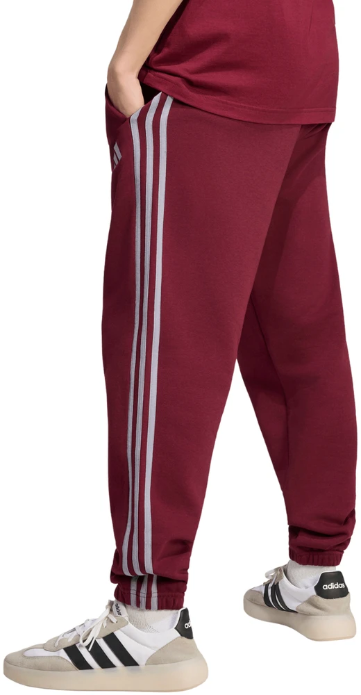 Kelnės vyrams adidas Essentials 3-Stripes Fleece Tapered Cuffed bordo spalvos KY4134 (XL)