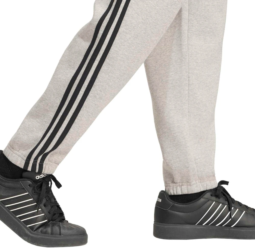 Kelnės vyrams adidas Essentials 3-Stripes Fleece Tapered Cuffed pilka KY4127 (L)