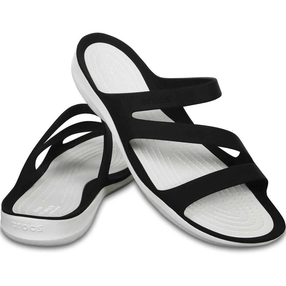 Moteriškos šlepetės Crocs Swiftwater Sandal W juodos ir baltos spalvos 203998 066 (36-37)