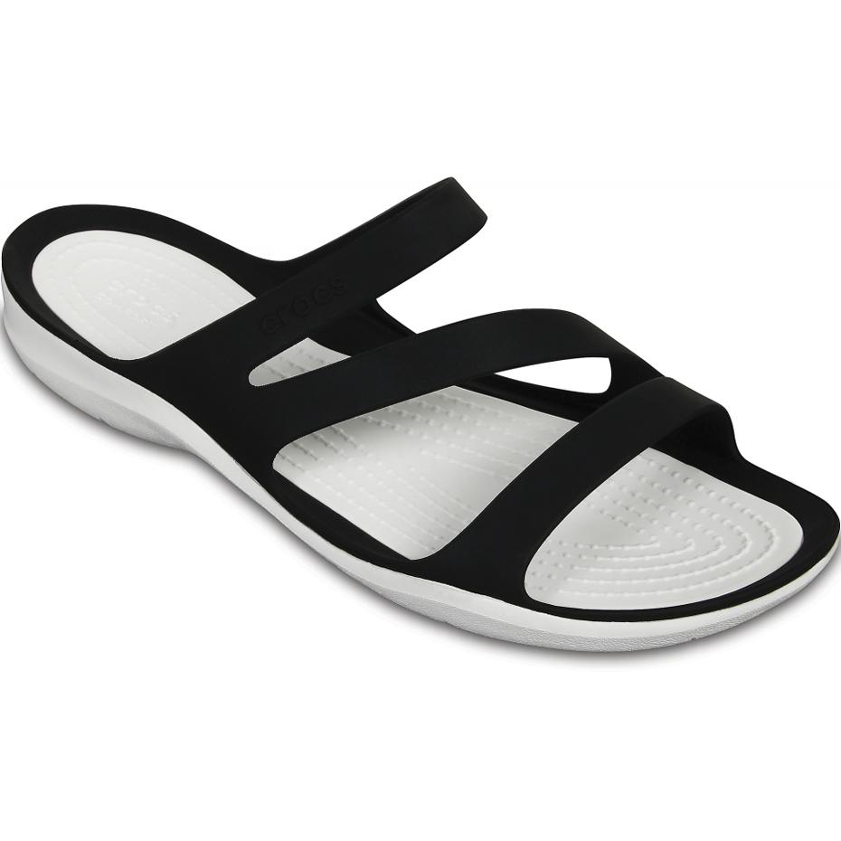 Moteriškos šlepetės Crocs Swiftwater Sandal W juodos ir baltos spalvos 203998 066 (36-37)