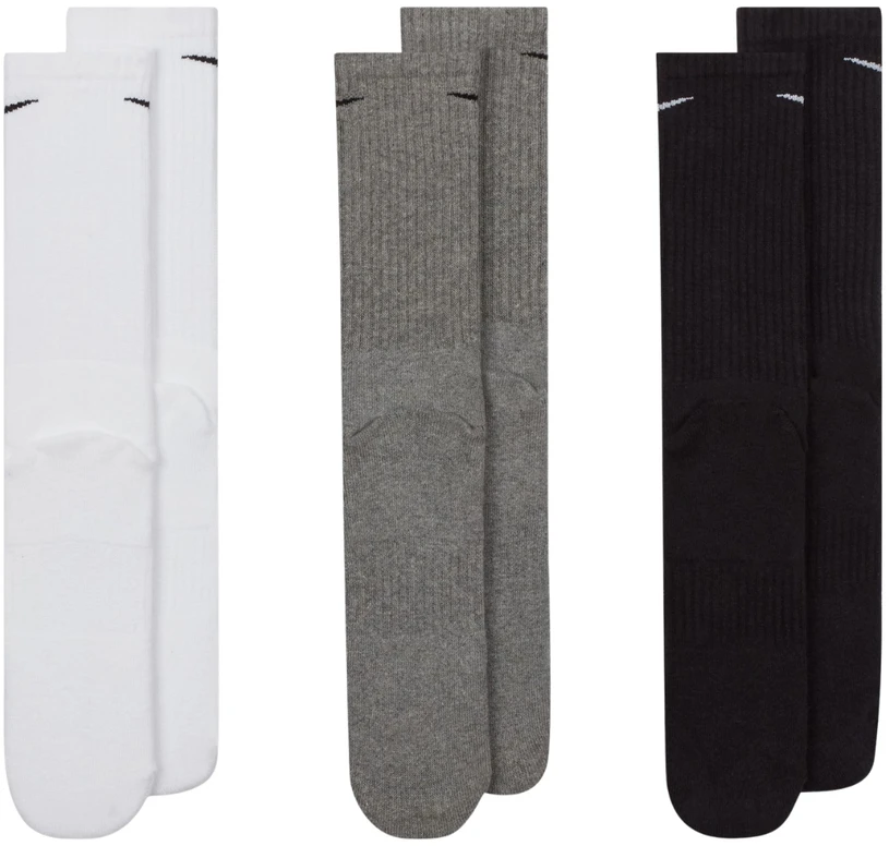 Kojinės Nike Everyday Cushioned Crew 3 pary balta, pilka, juoda SX7664 964 (38-42)