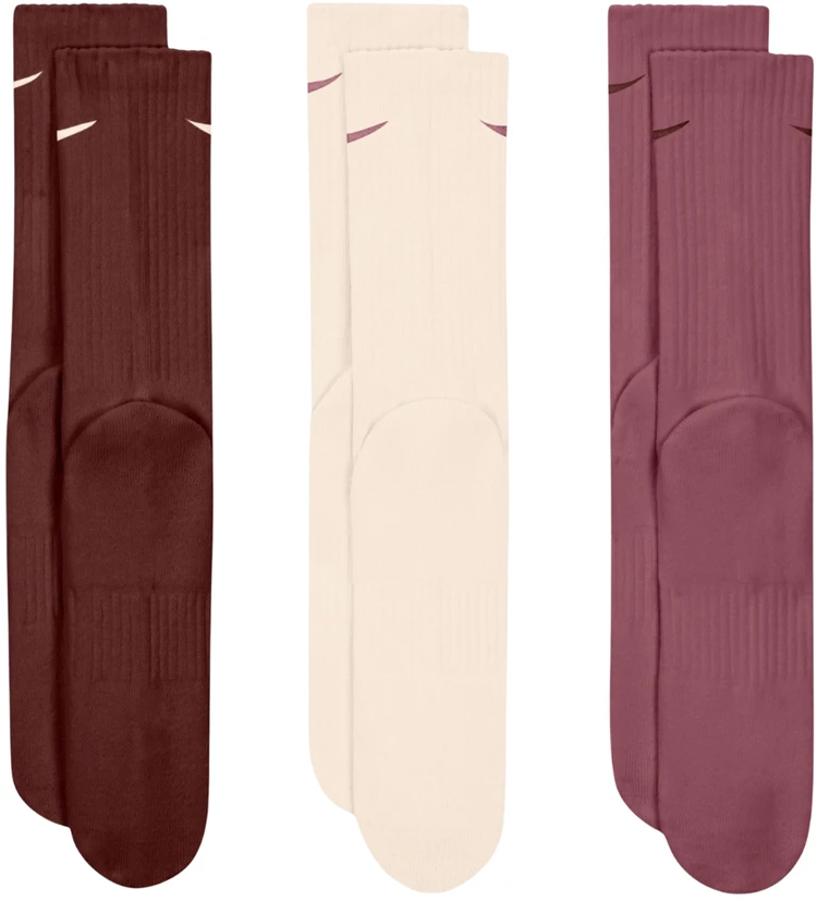 Kojinės Nike Everyday Cushioned Crew 3 pary ruda, smėlio sp., rožinė SX7664 915 (34-38)
