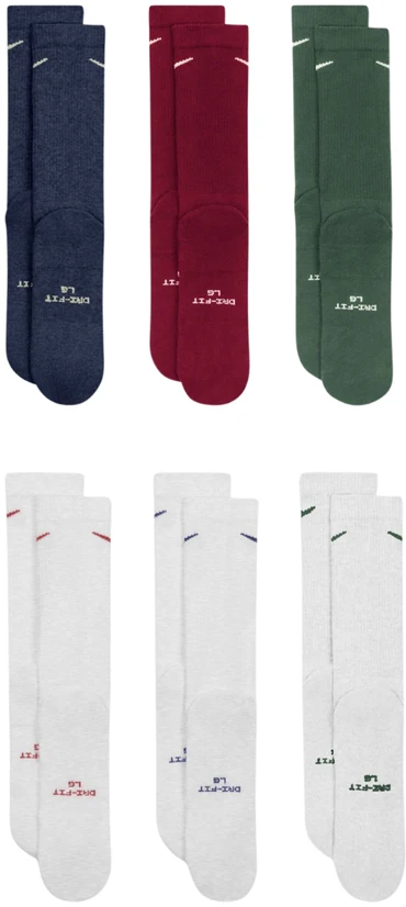 Kojinės Nike Everyday Elevated 6 par balta, žalia, bordo spalvos, mėlyna HQ8021 907 (35-37,5)