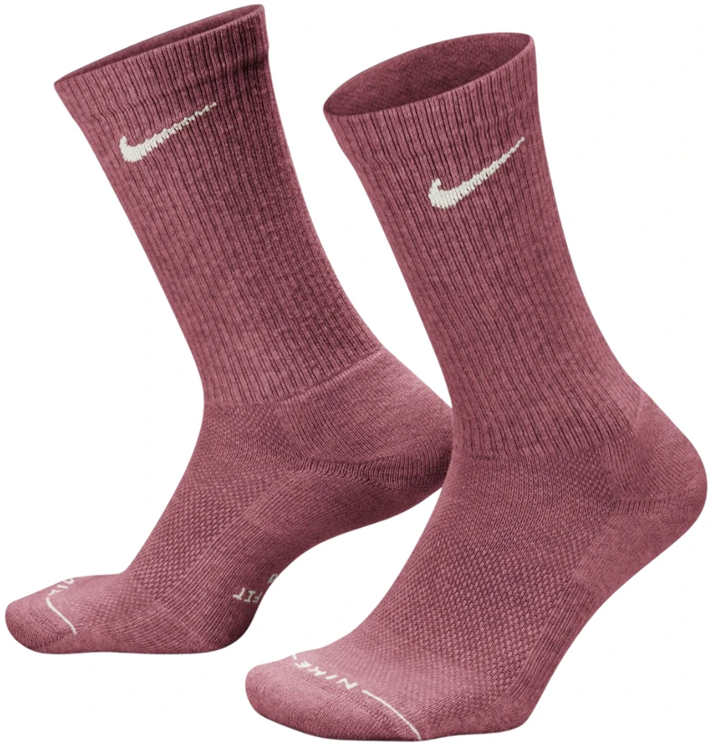 Kojinės Nike Everyday Elevated 6 par smėlio sp., bordo spalvos, rožinė HQ8021 910 (35-37,5)