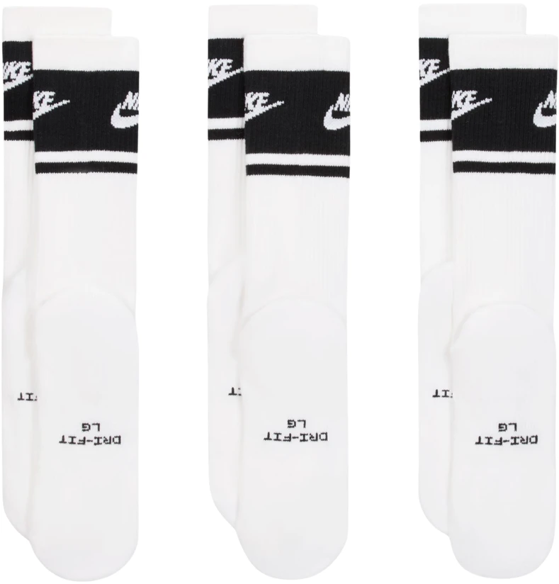 Kojinės Nike Everyday Elevated Crew 3 pary balta ir-juoda IM7949 901 (35-37,5)