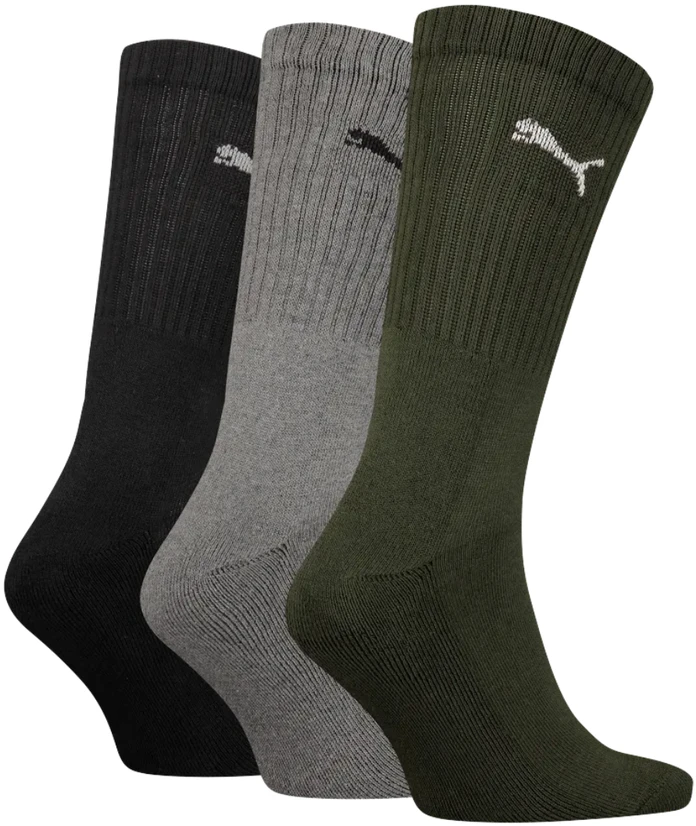 Kojinės Puma Crew 3 pary juoda, pilka, žalia 880355 28 (39-42)
