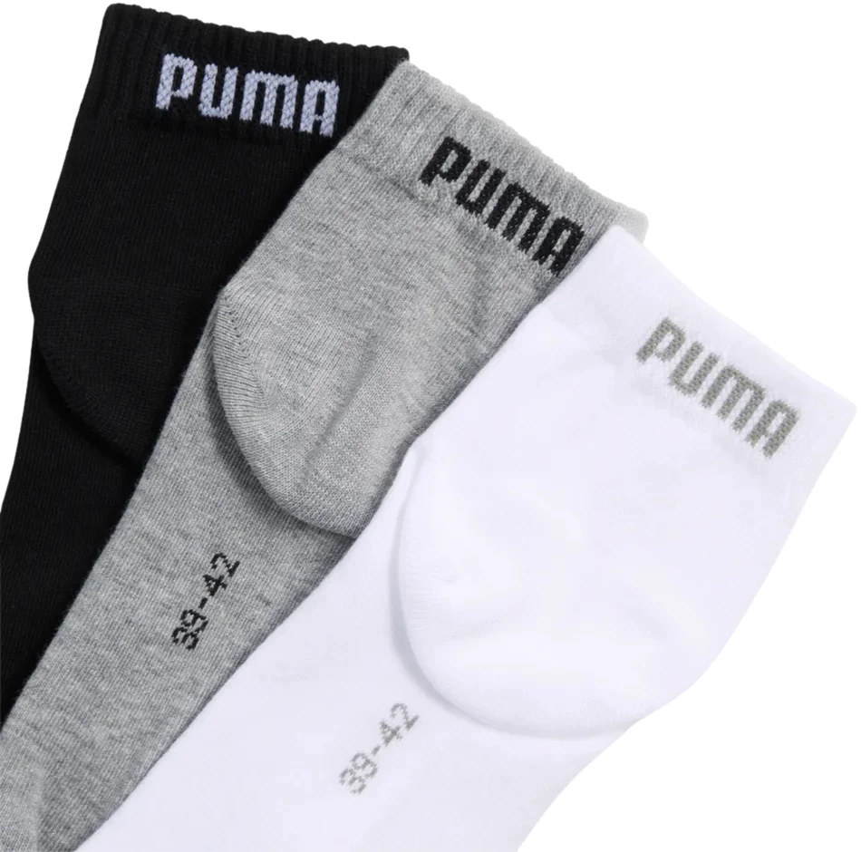 Kojinės Puma Quarter Plain 3pak juoda, balta, pilka 938589 17 (35-38)