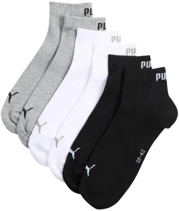 Kojinės Puma Quarter Plain 3pak juoda, balta, pilka 938589 17 (35-38)
