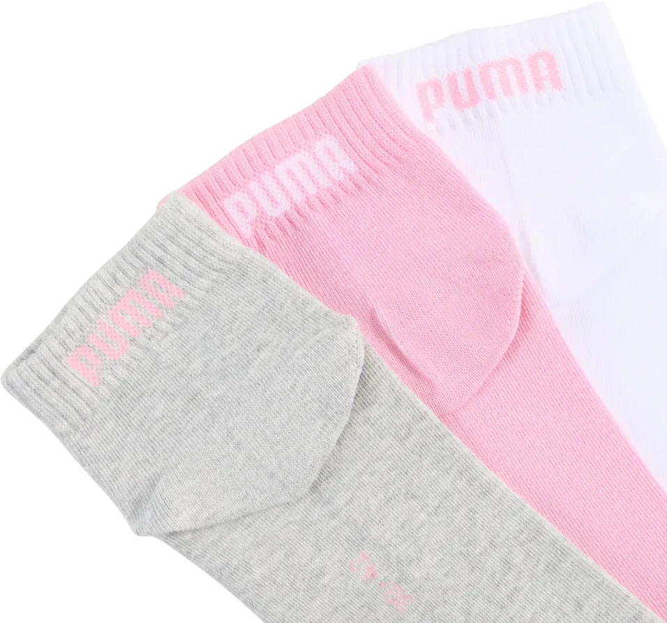 Kojinės Puma Quarter Plain 3pak rožinė, balta, pilka 938589 11 (35-38)