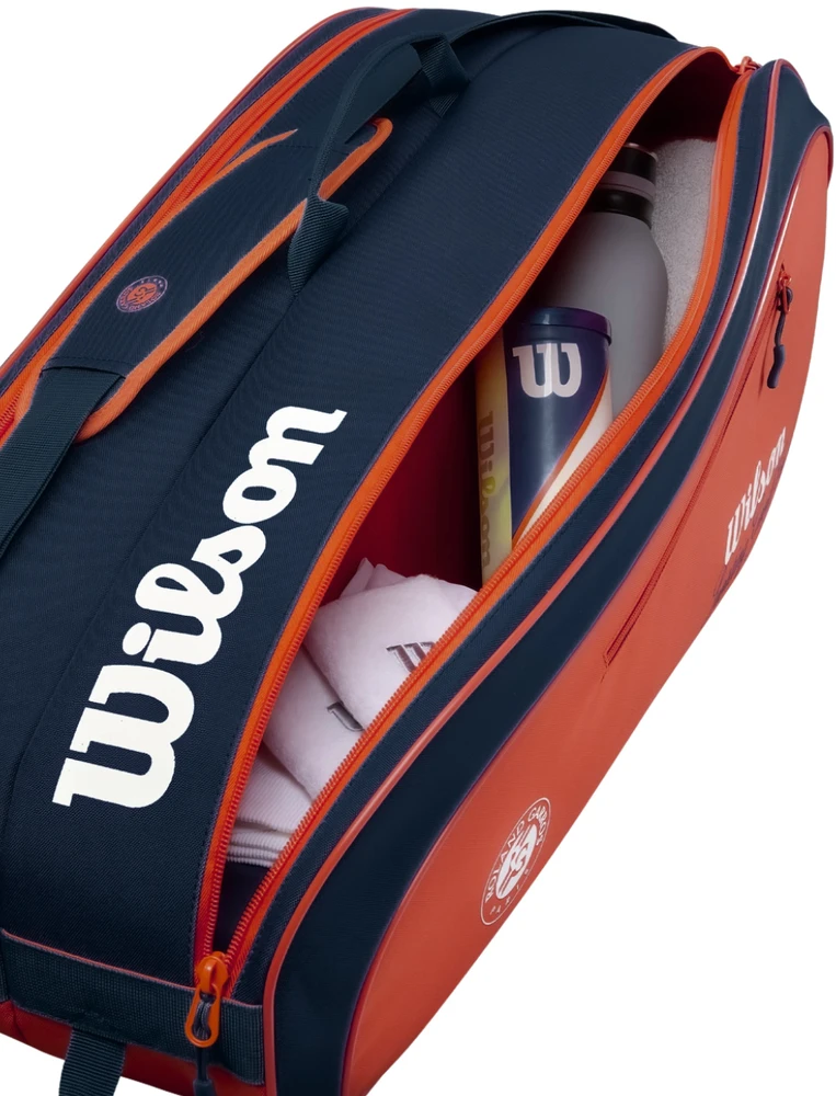 Teniso krepšys Wilson Roland Garros 2026 Team 6PK, oranžinės ir tamsiai mėlynos spalvos WR8053301001