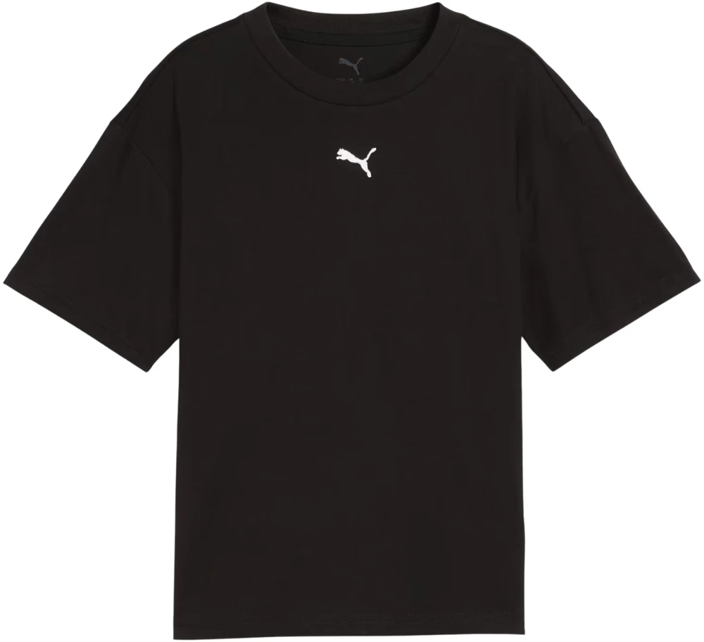 Marškinėliai vaikams Puma Ess Centered Cat Logo Boxy Tee juoda 685131 01 (152cm)