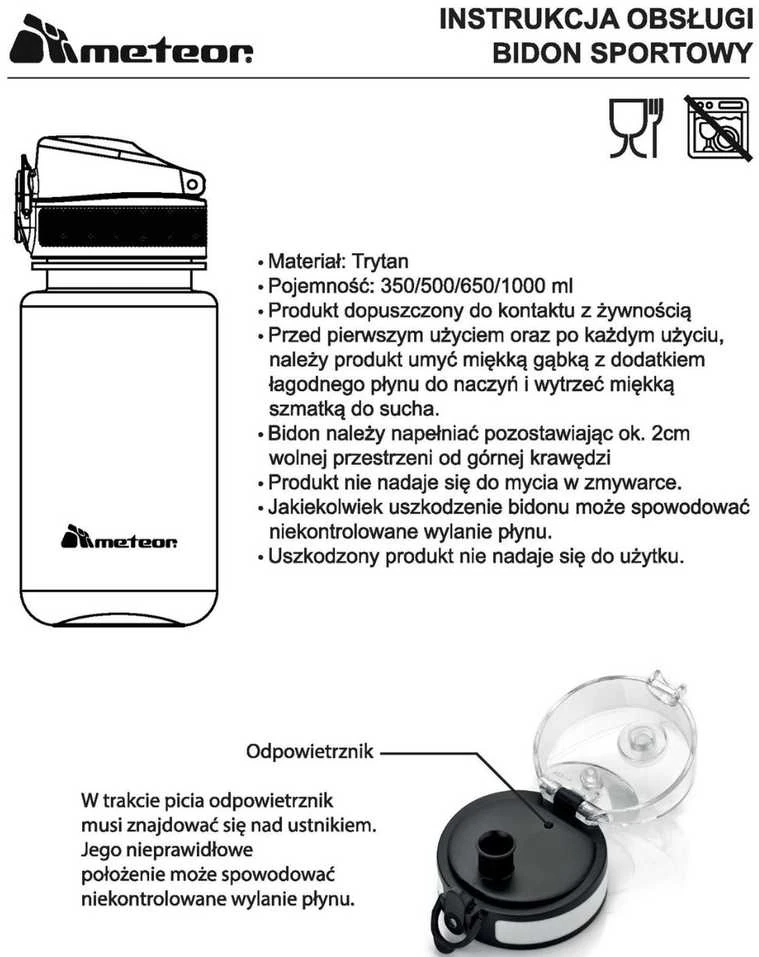 Gertuvė Sportinis vandens butelis Meteor, 500 ml