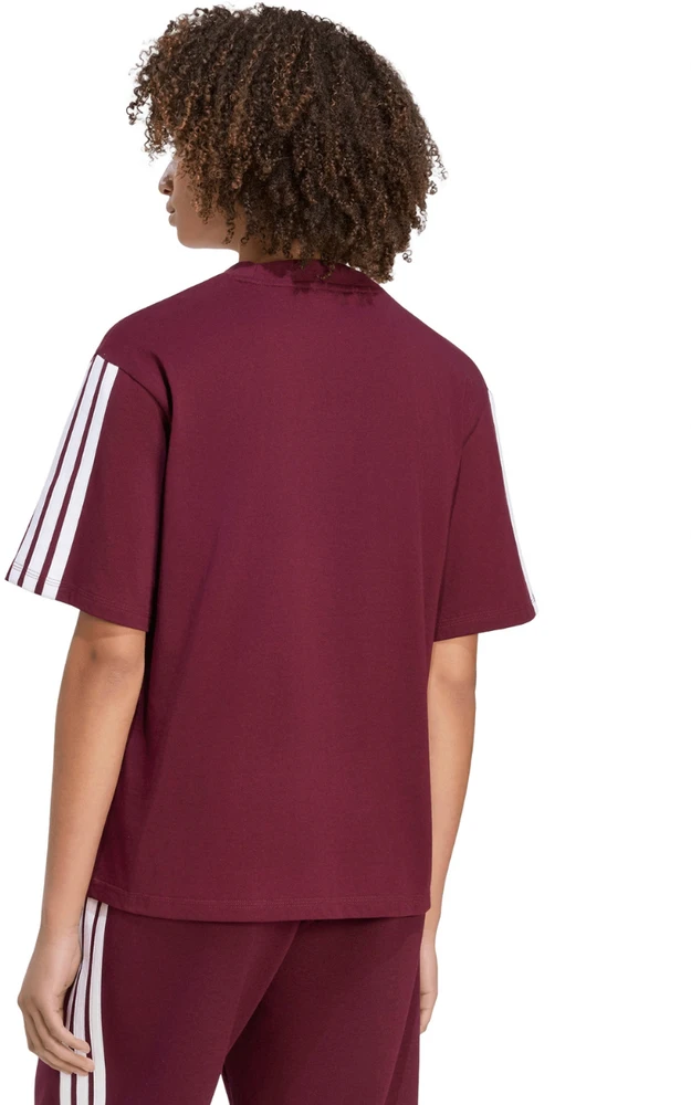 Moteriški marškinėliai adidas Essentials 3-Stripes Boyfriend bordinė KF6287 (XL)