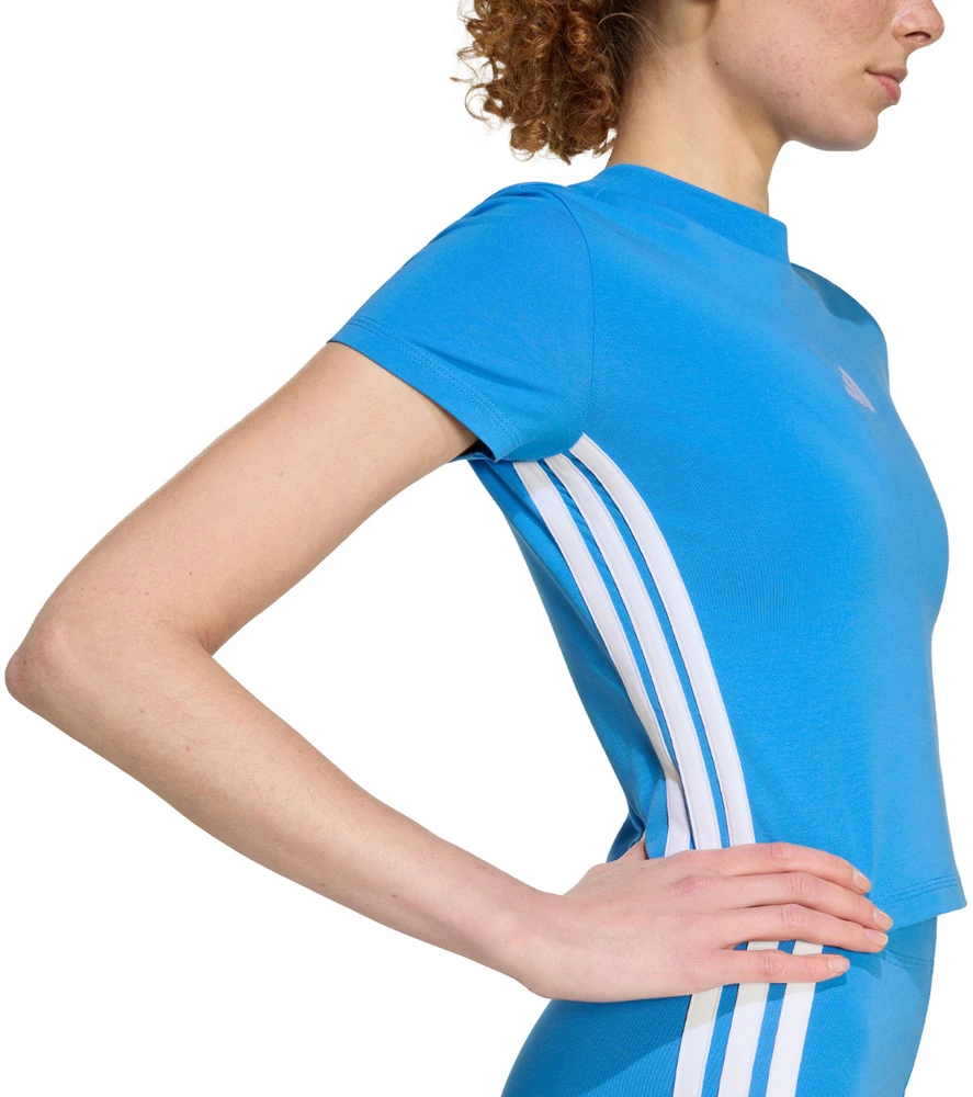 Moteriški marškinėliai adidas Essentials 3-Stripes Slim Baby jasnoniebieska KD2341 (S)