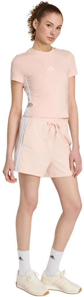 Moteriški marškinėliai adidas Essentials 3-Stripes Slim Baby pastelinis róż KD2343 (M)