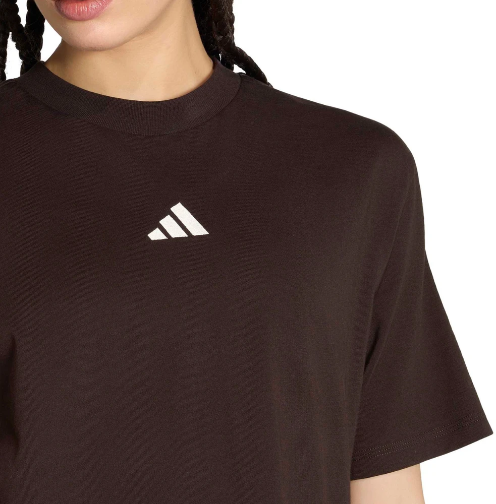 Moteriški marškinėliai adidas Essentials 3-Stripes Boyfriend ciemnobrązowa KX0794 (S)