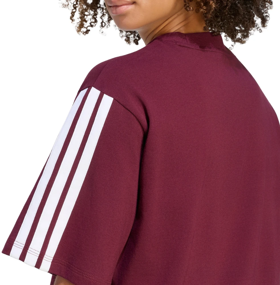 Moteriški marškinėliai adidas Essentials 3-Stripes Boyfriend bordinė KF6287 (XL)