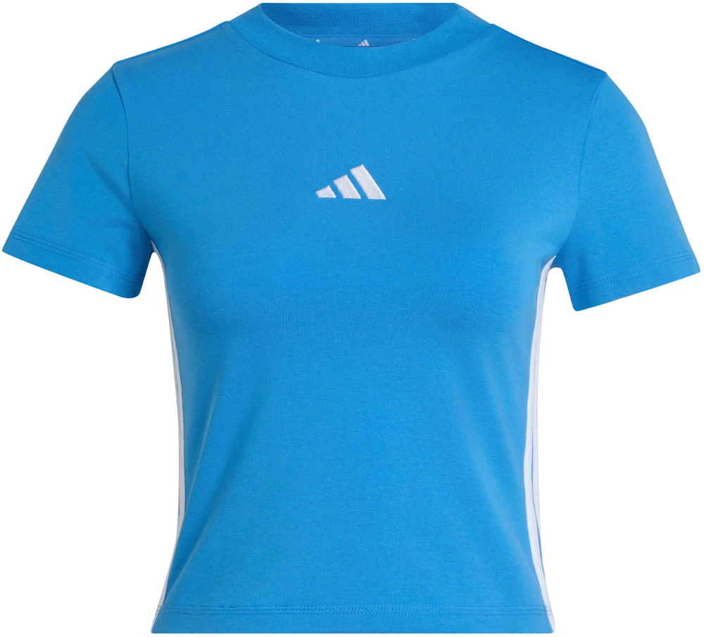 Moteriški marškinėliai adidas Essentials 3-Stripes Slim Baby jasnoniebieska KD2341 (S)