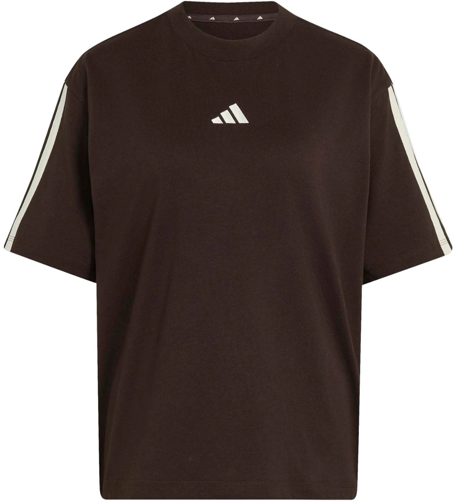 Moteriški marškinėliai adidas Essentials 3-Stripes Boyfriend ciemnobrązowa KX0794 (S)