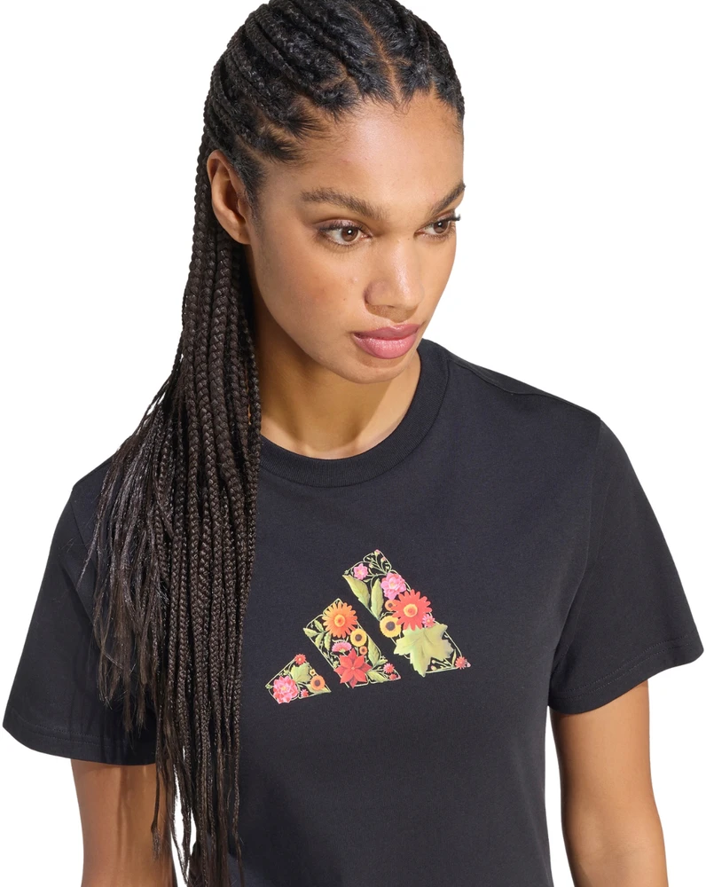 Moteriški marškinėliai adidas Floral Regular Graphic juoda KT2766 (M)