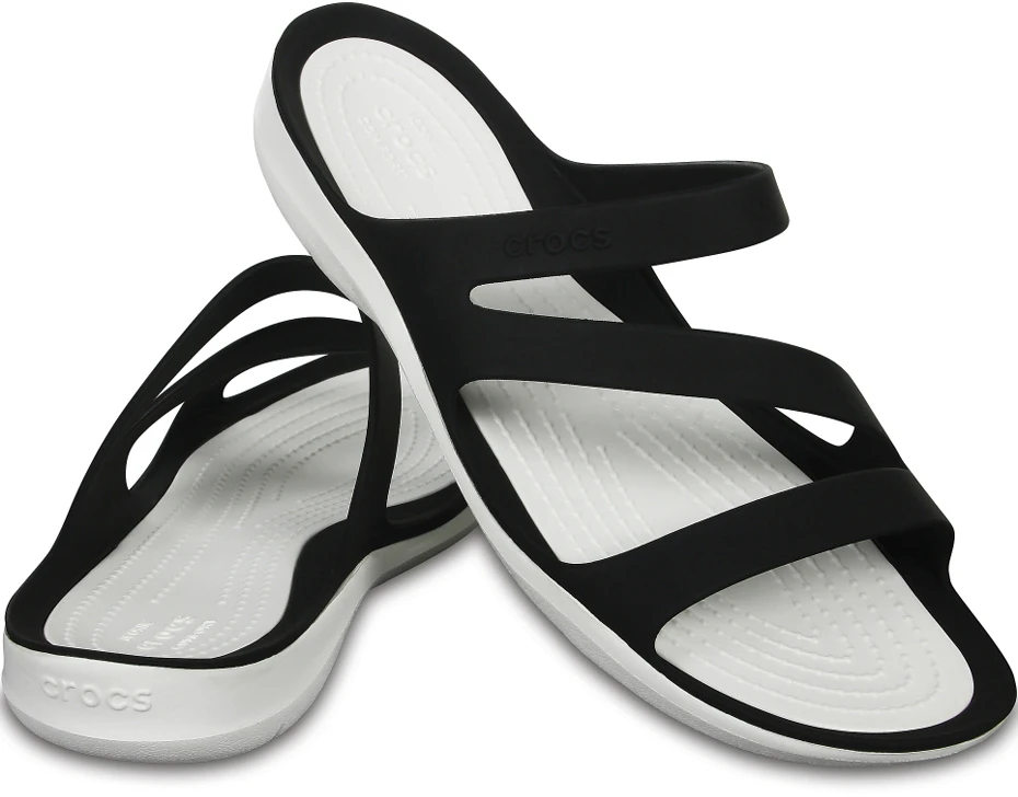 Moteriškos šlepetės Crocs Swiftwater Sandal W juodos ir baltos spalvos 203998 066 (36-37)