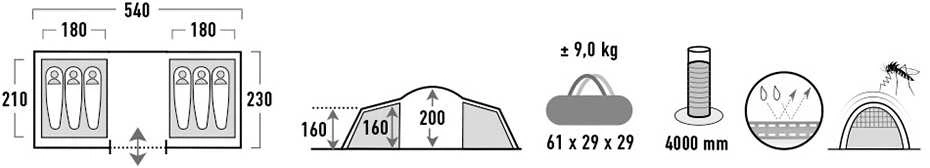 High Peak Como 6.0 palapinė, Pilka / žalia (10263)