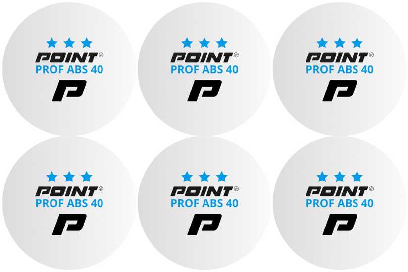 Piłeczki stalo teniso Point Prof ABS40 *** 6 vnt. balta